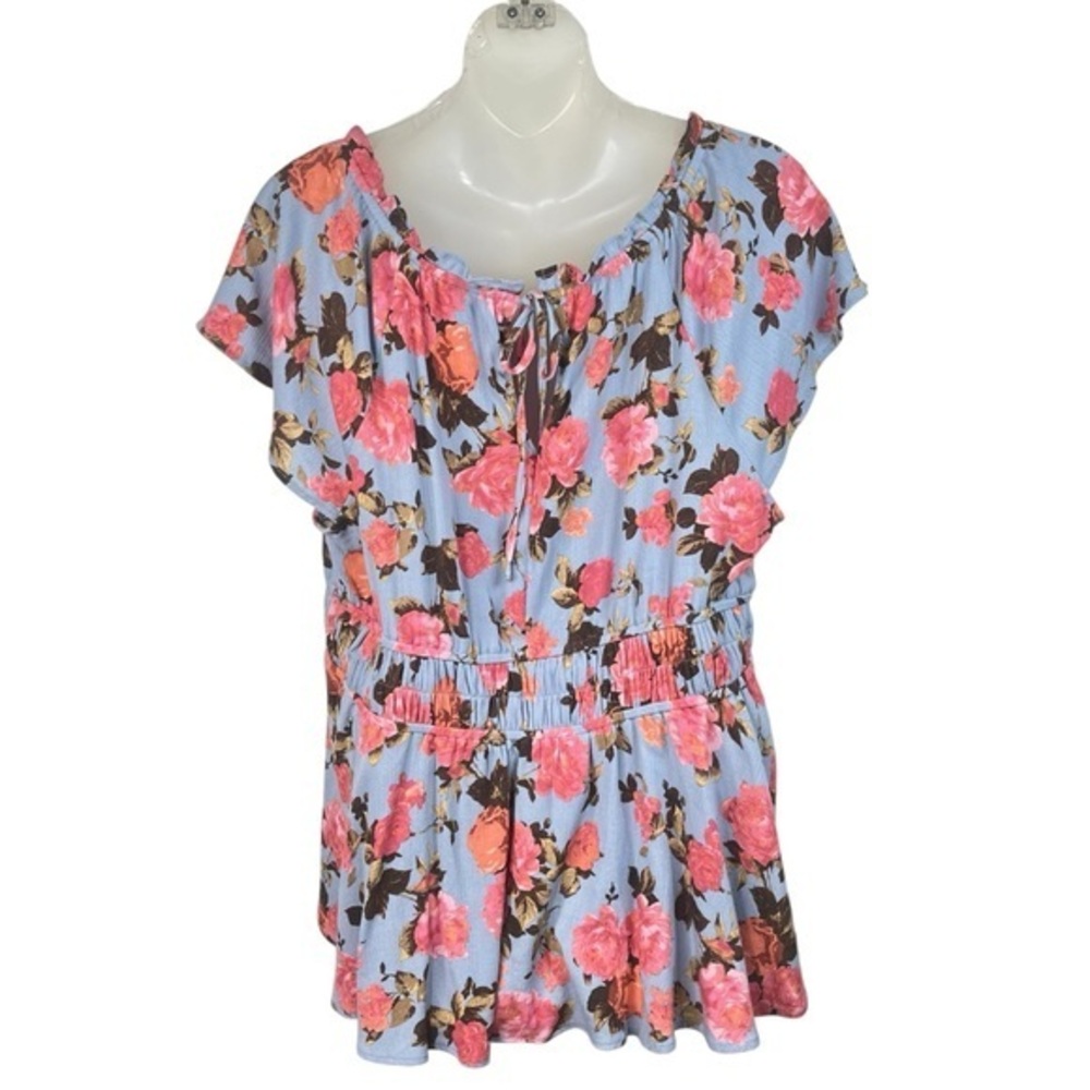 Torrid Babydoll Washable Gauze Short Sleeve Floral Top size 0 (12)